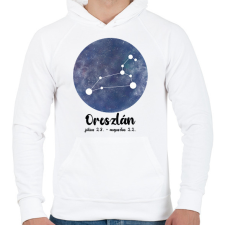 PRINTFASHION Oroszlán - Férfi kapucnis pulóver - Fehér férfi pulóver, kardigán