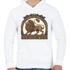 PRINTFASHION Oroszlán - Férfi kapucnis pulóver - Fehér