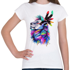 PRINTFASHION Oroszlán festmény - Női póló - Fehér női póló