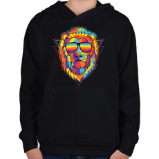 PRINTFASHION oroszlán - Gyerek kapucnis pulóver - Fekete