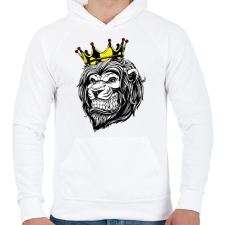 PRINTFASHION Oroszlán king - Férfi kapucnis pulóver - Fehér férfi pulóver, kardigán