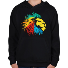 PRINTFASHION Oroszlán logó - Gyerek kapucnis pulóver - Fekete gyerek pulóver, kardigán