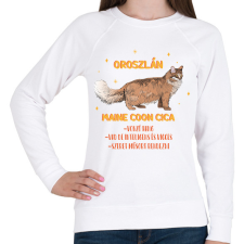 PRINTFASHION Oroszlán - Maine coon cica - Női pulóver - Fehér női pulóver, kardigán