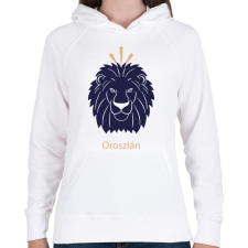 PRINTFASHION Oroszlán minta - Női kapucnis pulóver - Fehér női pulóver, kardigán