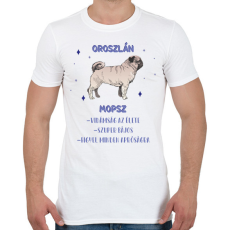 PRINTFASHION Oroszlán - Mopsz - Férfi póló - Fehér