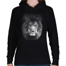 PRINTFASHION oroszlán  - Női kapucnis pulóver - Fekete női pulóver, kardigán