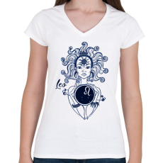 PRINTFASHION oroszlán  - Női V-nyakú póló - Fehér
