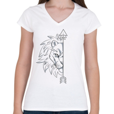 PRINTFASHION Oroszlán páros férfi 2 - Női V-nyakú póló - Fehér női póló