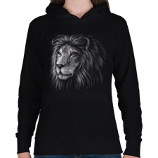 PRINTFASHION Oroszlan portré - Női kapucnis pulóver - Fekete női pulóver, kardigán
