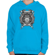 PRINTFASHION Oroszlán trón - Gyerek kapucnis pulóver - Azúrkék gyerek pulóver, kardigán