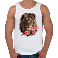 PRINTFASHION Oroszlán virággal - Férfi atléta - Fehér