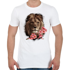 PRINTFASHION Oroszlán virággal - Férfi póló - Fehér