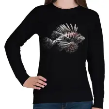 PRINTFASHION Oroszlánhal - Tűzhal portré - Női pulóver - Fekete női pulóver, kardigán