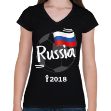 PRINTFASHION Oroszország - Női V-nyakú póló - Fekete