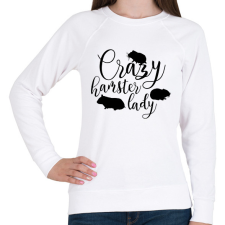 PRINTFASHION Őrült hörcsögös hölgy - Női pulóver - Fehér női pulóver, kardigán