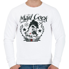 PRINTFASHION Őrült kakas - Férfi pulóver - Fehér férfi pulóver, kardigán