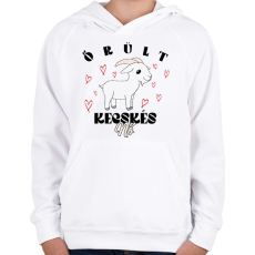 PRINTFASHION Őrült kecskés nő - Gyerek kapucnis pulóver - Fehér