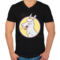 PRINTFASHION Őrült láma - Férfi V-nyakú póló - Fekete