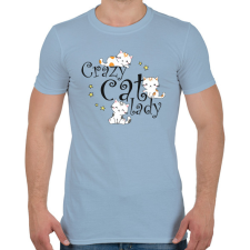 PRINTFASHION Őrült macskás hölgy - Férfi póló - Világoskék férfi póló