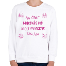 PRINTFASHION Őrült macskás táskája - Gyerek pulóver - Fehér