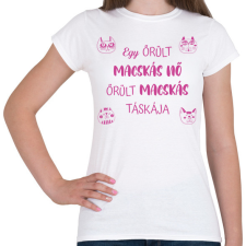 PRINTFASHION Őrült macskás táskája - Női póló - Fehér női póló