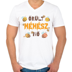 PRINTFASHION Őrült méhész nő - Férfi V-nyakú póló - Fehér