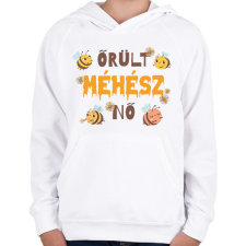 PRINTFASHION Őrült méhész nő - Gyerek kapucnis pulóver - Fehér gyerek pulóver, kardigán