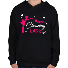 PRINTFASHION Őrült takarítónő - Gyerek kapucnis pulóver - Fekete