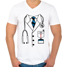 PRINTFASHION orvos egyenruha - Férfi V-nyakú póló - Fehér férfi póló