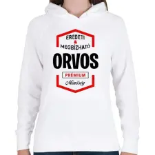 PRINTFASHION Orvos prémium minőség - Női kapucnis pulóver - Fehér női pulóver, kardigán