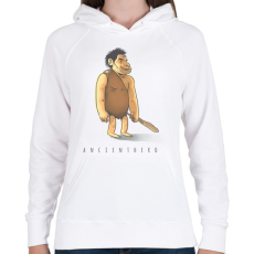 PRINTFASHION ősember - Női kapucnis pulóver - Fehér