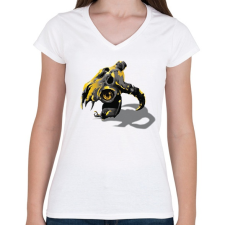 PRINTFASHION Összeolvadt koponyák - Női V-nyakú póló - Fehér női póló