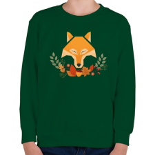 PRINTFASHION Őszi Róka - Gyerek pulóver - Sötétzöld gyerek pulóver, kardigán