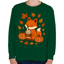 PRINTFASHION Őszi róka - Gyerek pulóver - Sötétzöld gyerek pulóver, kardigán