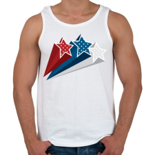 PRINTFASHION ötágú csillagok - Férfi atléta - Fehér atléta, trikó