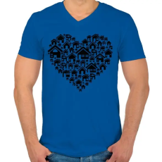 PRINTFASHION Otthon - Férfi V-nyakú póló - Királykék