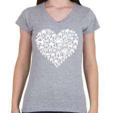 PRINTFASHION Otthon - Női V-nyakú póló - Sport szürke női póló