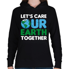 PRINTFASHION Our Earth - Női kapucnis pulóver - Fekete női pulóver, kardigán