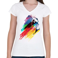 PRINTFASHION Our hero lion - Női V-nyakú póló - Fehér