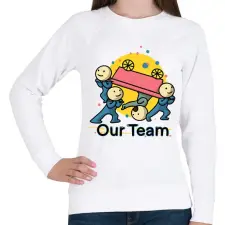 PRINTFASHION our team csapatpóló - Női pulóver - Fehér női pulóver, kardigán