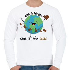 PRINTFASHION Óvd a Földet - csak itt van csoki - Férfi pulóver - Fehér