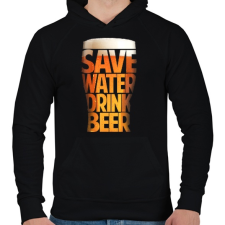PRINTFASHION Óvd a vizet, igyál sört - Férfi kapucnis pulóver - Fekete férfi pulóver, kardigán