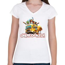 PRINTFASHION Overcooked csapat - Női V-nyakú póló - Fehér női póló