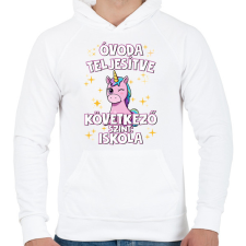 PRINTFASHION Óvoda teljesítve - Férfi kapucnis pulóver - Fehér férfi pulóver, kardigán