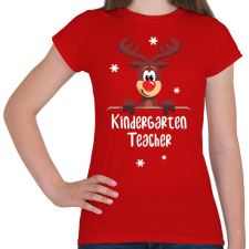 PRINTFASHION Óvónő póló karácsonyra - Női póló - Piros női póló