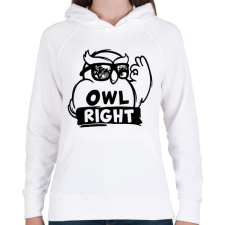 PRINTFASHION Owl right - Női kapucnis pulóver - Fehér női pulóver, kardigán