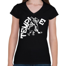 PRINTFASHION Owl temple hockey - Női V-nyakú póló - Fekete női póló