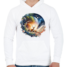 PRINTFASHION Őzmama a gidájával - Férfi kapucnis pulóver - Fehér