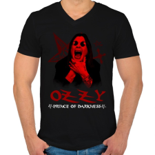 PRINTFASHION OZZY - Férfi V-nyakú póló - Fekete férfi póló