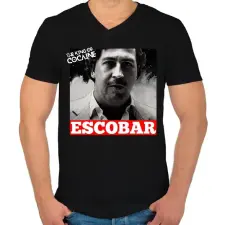 PRINTFASHION Pablo Escobar - Férfi V-nyakú póló - Fekete férfi póló